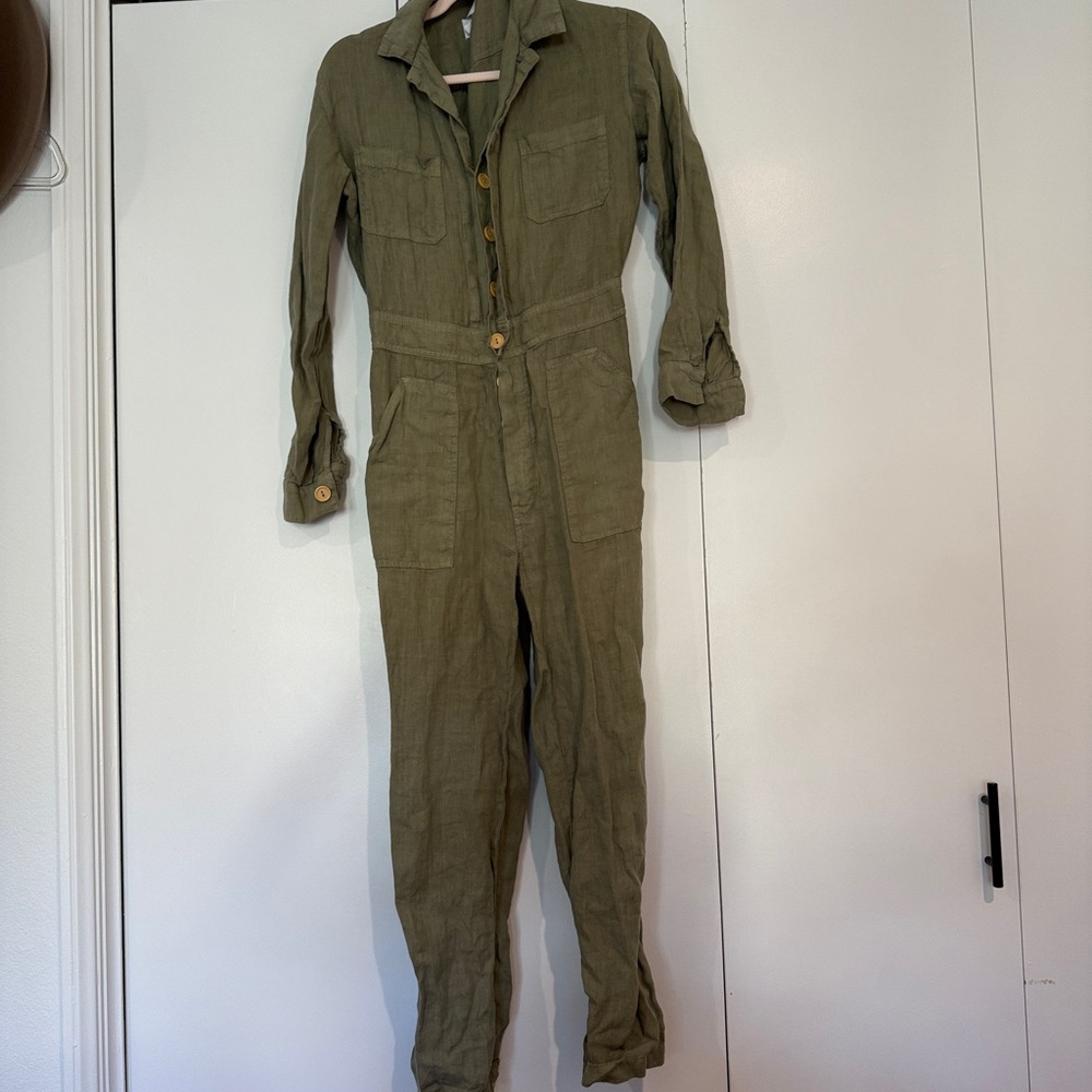 MATE THE LABEL — xs Olive Green Jumpsuit with Button Details